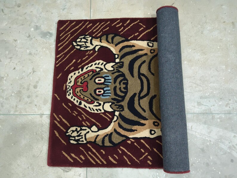 Hand-Tufted Wool Tiger Rug | artistic rug | living room rug | bedroom rug | kids room rug | nursery rug | playroom rug | floor decor. image 11
