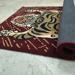 Hand-Tufted Wool Tiger Rug | artistic rug | living room rug | bedroom rug | kids room rug | nursery rug | playroom rug | floor decor. image 14