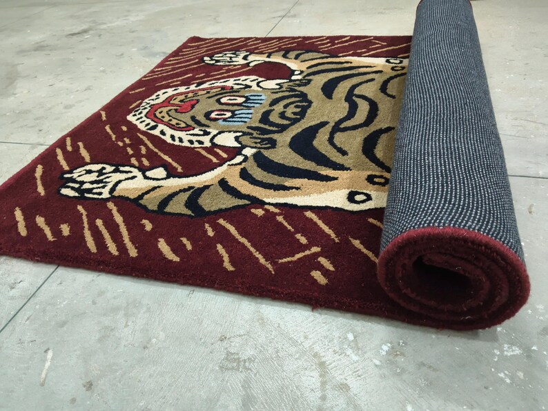 Hand-Tufted Wool Tiger Rug | artistic rug | living room rug | bedroom rug | kids room rug | nursery rug | playroom rug | floor decor. image 14