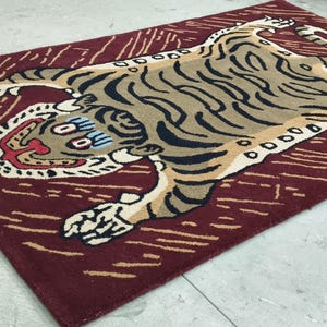 Hand-Tufted Wool Tiger Rug | artistic rug | living room rug | bedroom rug | kids room rug | nursery rug | playroom rug | floor decor. image 1
