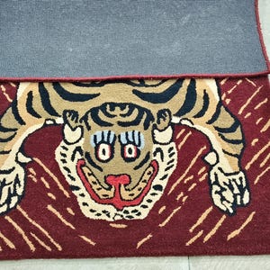 Hand-Tufted Wool Tiger Rug | artistic rug | living room rug | bedroom rug | kids room rug | nursery rug | playroom rug | floor decor. image 4