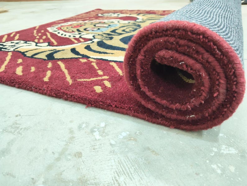 Hand-Tufted Wool Tiger Rug | artistic rug | living room rug | bedroom rug | kids room rug | nursery rug | playroom rug | floor decor. image 12