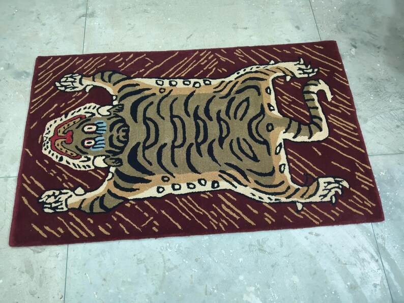 Hand-Tufted Wool Tiger Rug | artistic rug | living room rug | bedroom rug | kids room rug | nursery rug | playroom rug | floor decor. image 9
