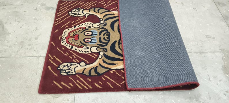 Hand-Tufted Wool Tiger Rug | artistic rug | living room rug | bedroom rug | kids room rug | nursery rug | playroom rug | floor decor. image 15