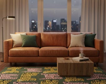 Hand-Tufted Wool Leopard Print Rug – Artisan Crafted Statement Rug