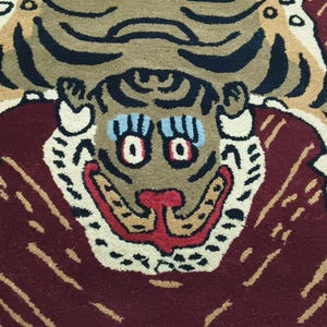 Hand-Tufted Wool Tiger Rug | artistic rug | living room rug | bedroom rug | kids room rug | nursery rug | playroom rug | floor decor. image 3