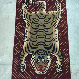 Hand-Tufted Wool Tiger Rug | artistic rug | living room rug | bedroom rug | kids room rug | nursery rug | playroom rug | floor decor. image 5
