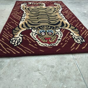 Hand-Tufted Wool Tiger Rug | artistic rug | living room rug | bedroom rug | kids room rug | nursery rug | playroom rug | floor decor. image 10