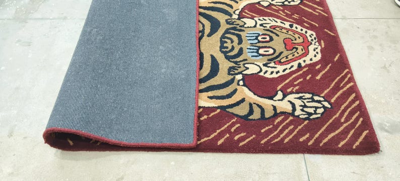 Hand-Tufted Wool Tiger Rug | artistic rug | living room rug | bedroom rug | kids room rug | nursery rug | playroom rug | floor decor. image 20