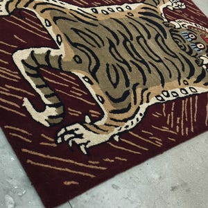 Hand-Tufted Wool Tiger Rug | artistic rug | living room rug | bedroom rug | kids room rug | nursery rug | playroom rug | floor decor. image 19