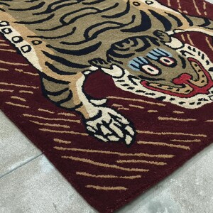 Hand-Tufted Wool Tiger Rug | artistic rug | living room rug | bedroom rug | kids room rug | nursery rug | playroom rug | floor decor. image 16