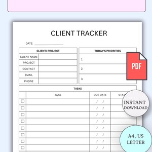 Client Tracker Printable | Business Project Organizer (A4/US Letter) (Digital Download)