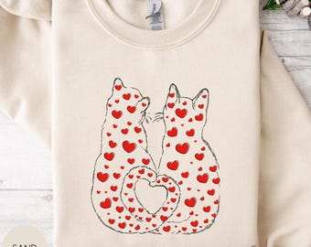 Cat Heart Valentine Shirt, Cat Lover Gift