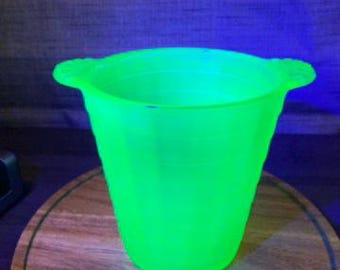 Vintage Frigidaire Uranium Glass Ice Bucket | ICE-O-MAT Refrigerator Insert | Glows Under UV | Depression Era Appliance Glass |  Number 157