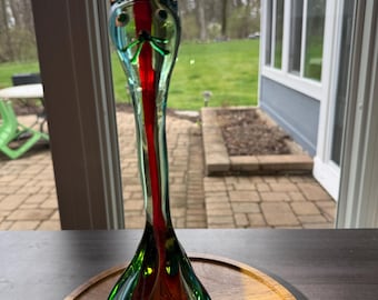 Murano Style Art Glass Cat “Beatrix”, Mid Century Modern 1960s Sommerso Cased Glass Figurine, Italian Style Decor | Item Number 134