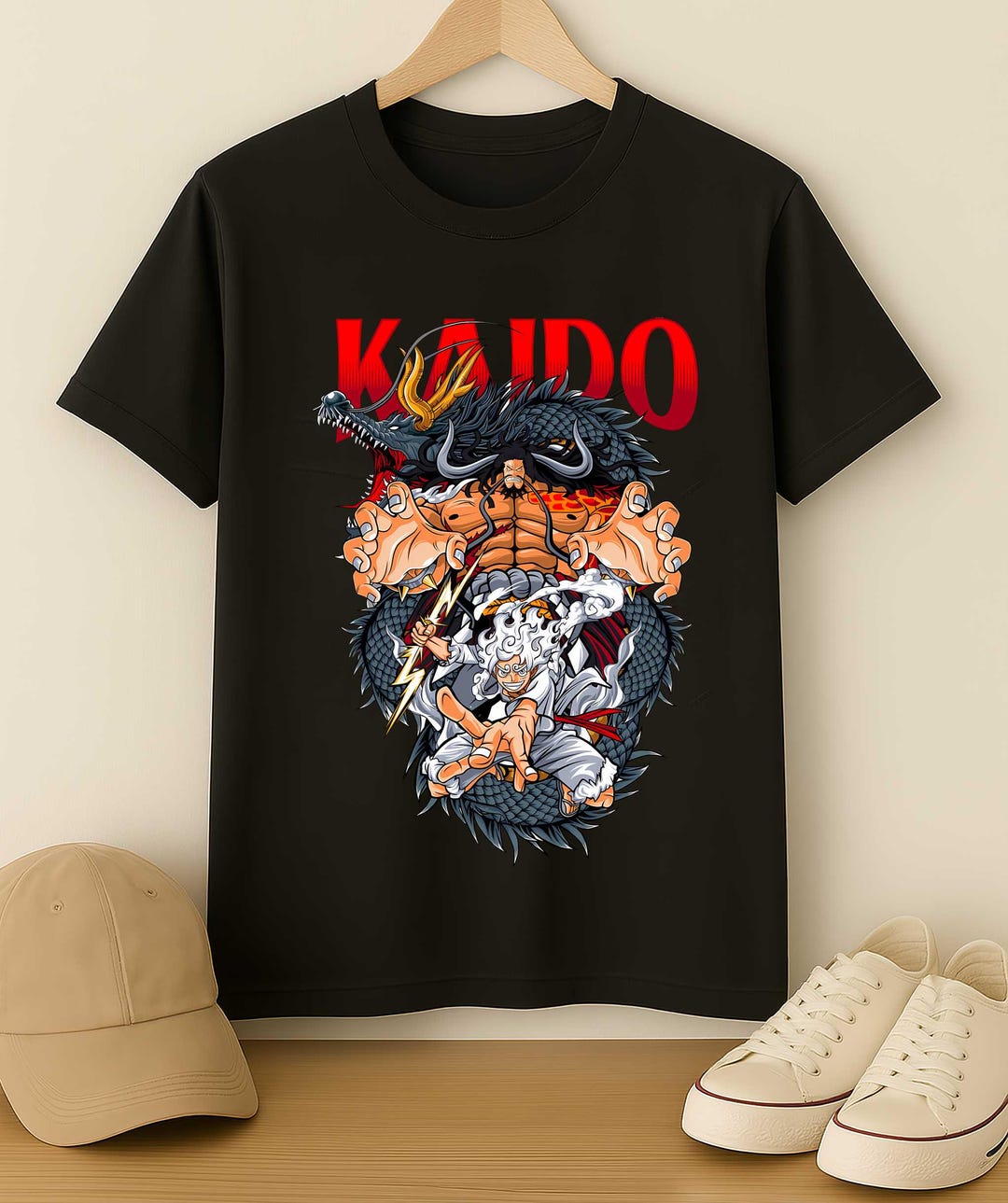 Vintage One Piece Kaido Luffy Gear 5 Anime T-shirt, Dragon Form Pirate ...