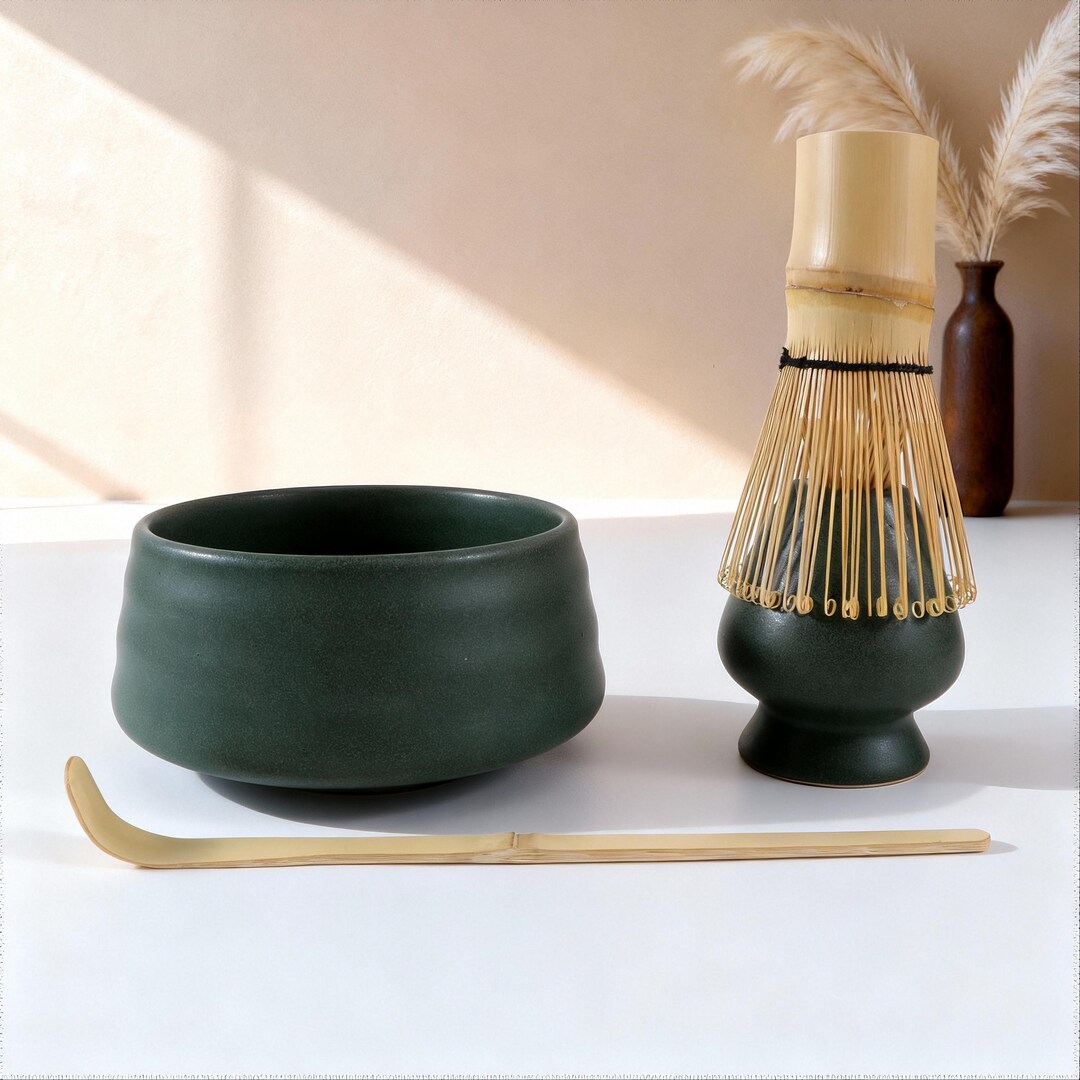 Forest Green Matcha Set,matcha Whisk Holder,traditional Japanese Tea ...