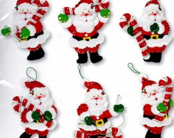 Bucilla Santa's Candy Christmas Felt Ornament Kit Set of 6 Hand