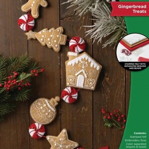 DIY Bucilla Gingerbread Treats Christmas Garland Felt Wall Hanging Kit 89779