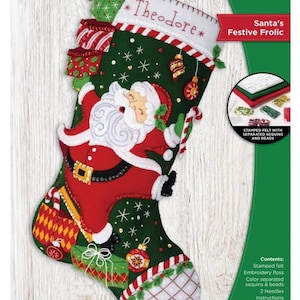 DIY Bucilla Santas Festive Frolic Christmas Felt Stocking Kit 89784