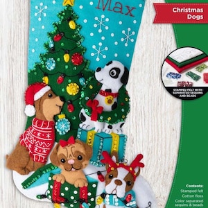 DIY Bucilla Christmas Dogs Holiday Puppy Decorating Felt Stocking Kit