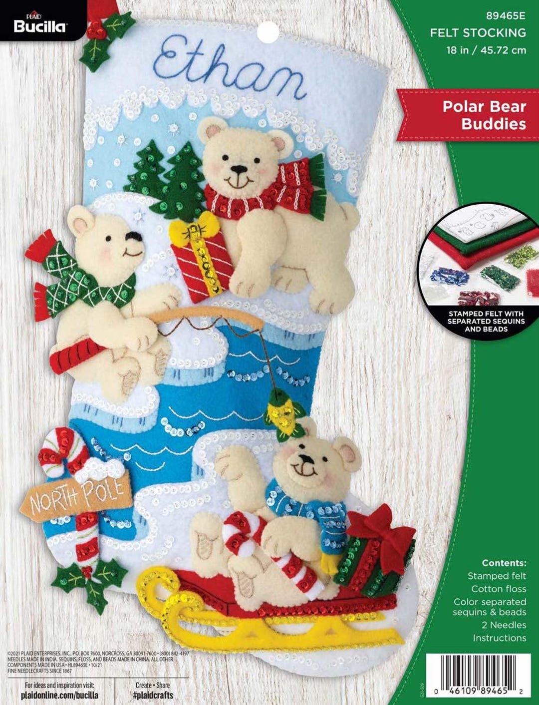 DIY Bucilla Polar Bear Buddies Fishing Christmas Felt Stocking Kit - Etsy