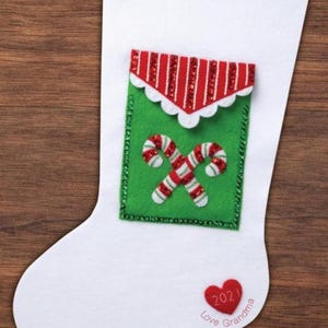 DIY Bucilla Candy Cane Christmas Keepsake Stocking Pocket Kit