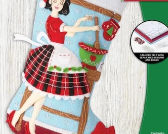 DIY Bucilla Rockin Retro Kitchen Baking Christmas Felt Stocking Kit 89778