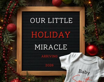 Holiday Miracle Pregnancy Announcement | Editable Canva Template (Digital Download)