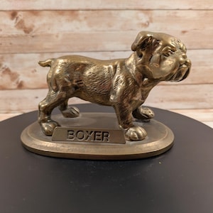 Vintage Brass Boxer Dog Figurine Statue