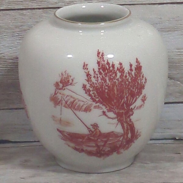 Rosenthal Germany Kunstabteilung Selb Miniature Vase Red Fisherman