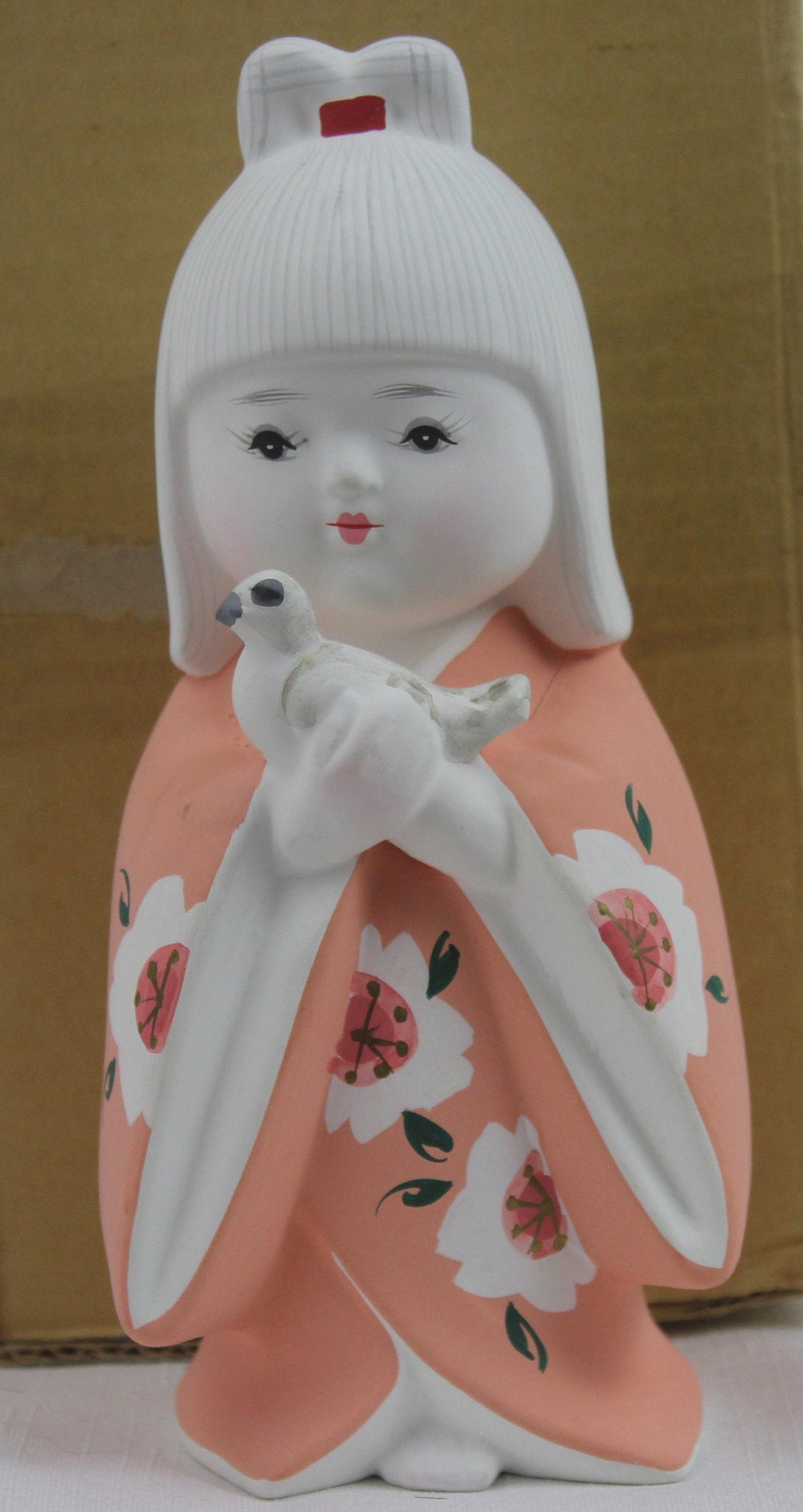 Vintage Hakata Geisha Doll Clay Bisque Kimono Girl with Bird Etsy