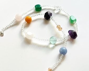 Handmade rainbow crystal necklace with energy meaning