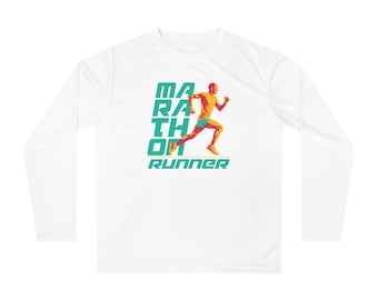 Marathon Runner graphic Long Sleeve Shirt | Running athlete design