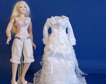 Abito Da Ballo Vittoriano Per Bambola Scala 1/6 – Velo Bianco, Fatto A Mano, 11,5 Pollici - Foto 1