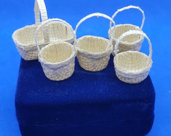 Dollhouse Miniature Baskets 1/12 Scale