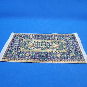 Dollhouse Miniature Oriental Rug  Woven in Blue