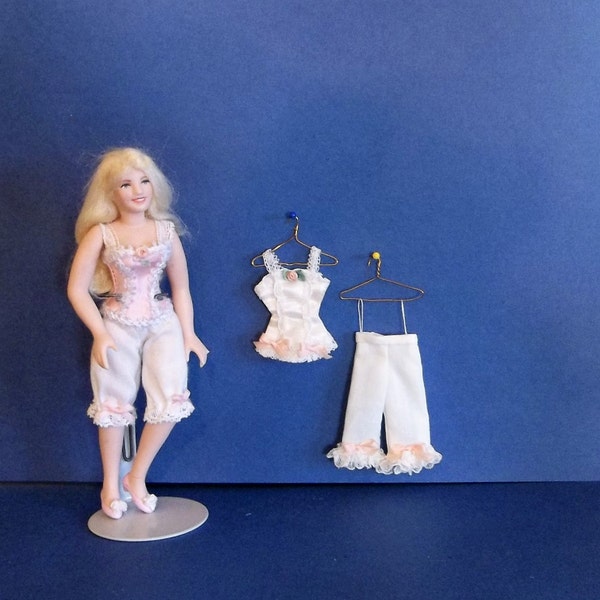 Dollhouse Miniature Corset and Bloomers on Hangers
