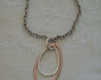 Brass and Silver Pendant on Silver Chain