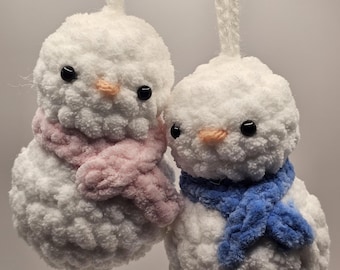 Crochet Snowman Car Mirror Charm | Soft Handmade Amigurumi Friend | Car Decor
