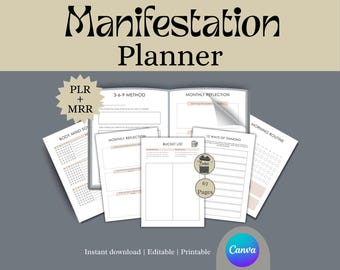 Manifestation Planner PLR MRR | Canva Editable Digital Planner