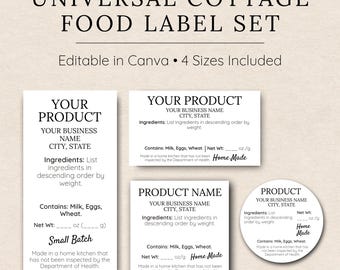 Universal Cottage Food Label Template • Home Bakery Packaging • Food Label Set • Printable Cottage Food Law Labels