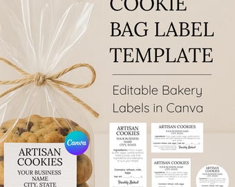 Cookie Bag Label Template | Home Bakery Cookie Packaging | Cottage Food Label | Editable Canva Bakery Label | Printable Cookie Sticker