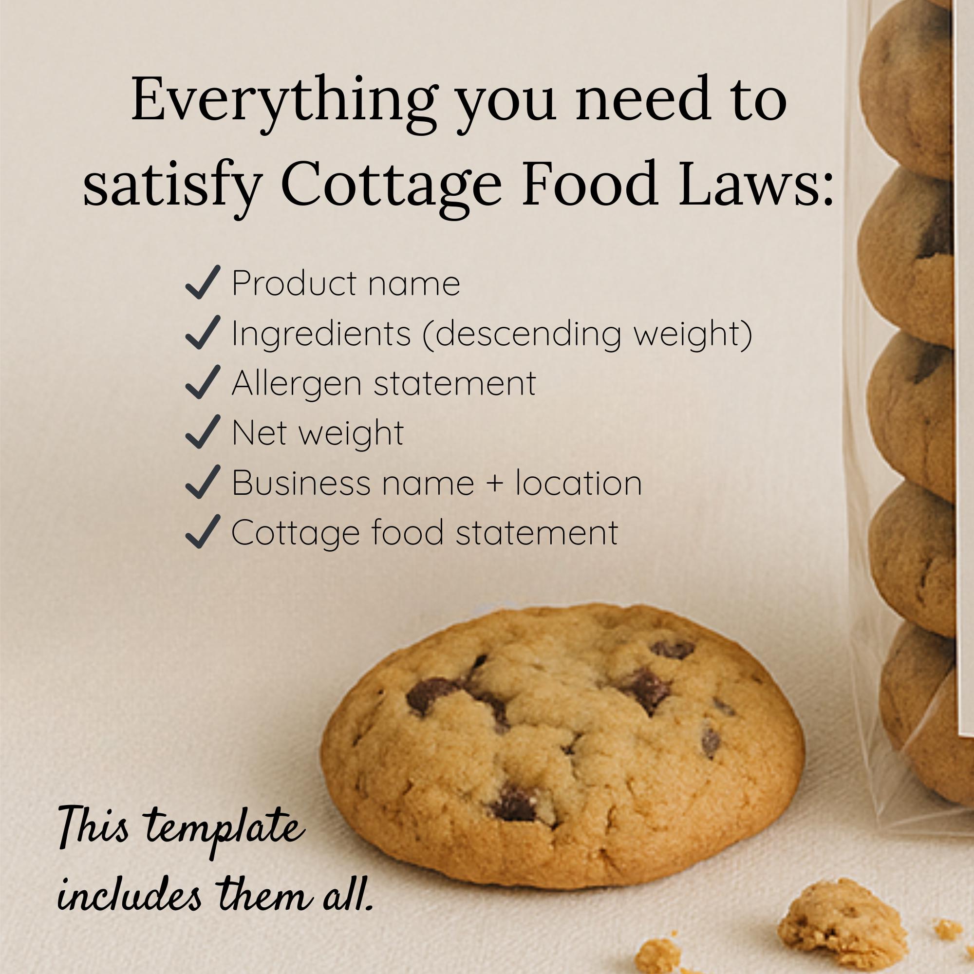 Cookie Bag Label Template | Home Bakery Cookie Packaging | Cottage Food ...
