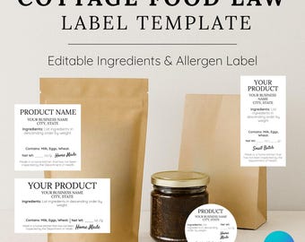 Cottage Food Law Label Template | Editable Ingredients Label | Home Bakery Food Label | Canva Cottage Food Label | Farmers Market Packaging