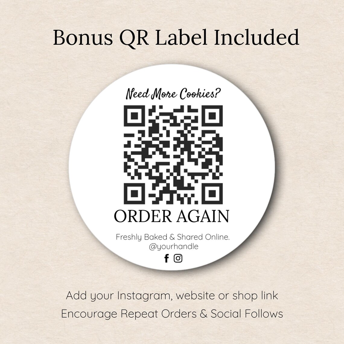 Cookie Label Template • Cookie Packaging Stickers • Printable Food