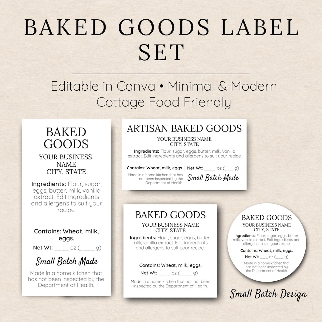 Baked Goods Label Template • Cookie & Brownie Labels • Canning Style ...