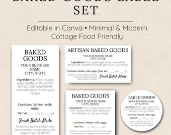 Baked Goods Label Template • Cookie & Brownie Labels • Canning Style Cottage Food Label Set • Editable in Canva • Printable Packaging