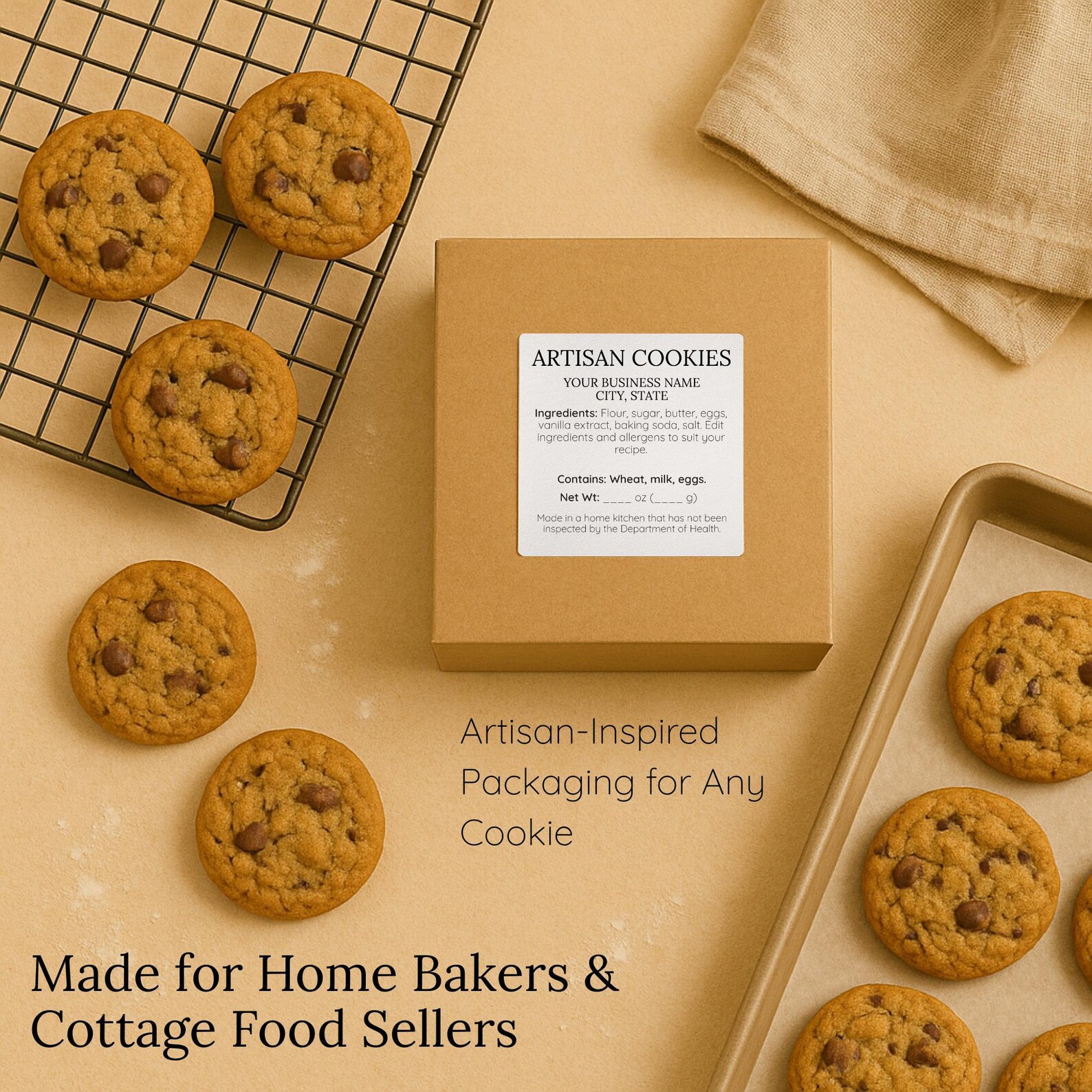 Cookie Bag Label Template | Home Bakery Cookie Packaging | Cottage Food ...