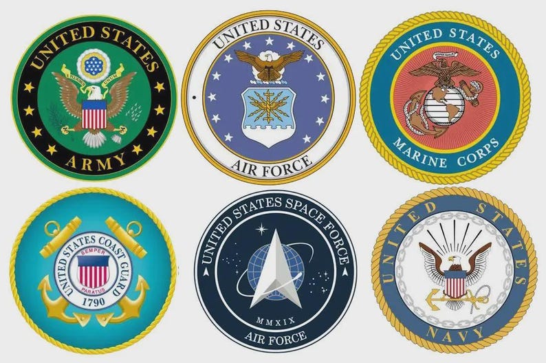 6 US Military Logos Digital Files – Army, Navy, Air Force, Marine Corps ...